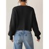 Women S Knitted Cardigan Sweater Streetwear Short Top With Crochet Buttons