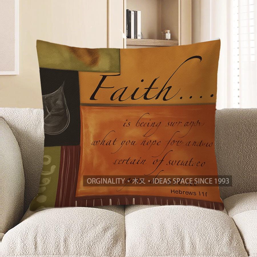 Home Decor Inspiring Faith Quote Throw Pillow Cover Pattern Cushion Cover Suitable For Sofa Bedroom Car Pillow Cover