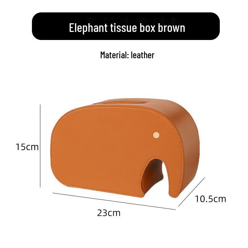 Elephant Design Leather Tissue Box