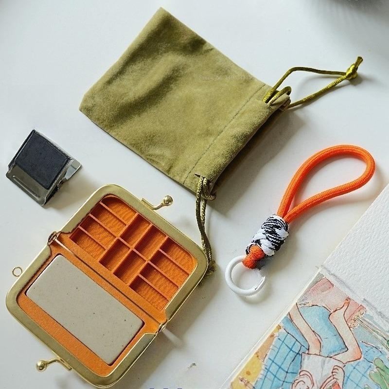 

Retro Matte Gold Portable Paint Box Storage Bag Set Art Sketching Painting Ceramic Palette Handbook Water Color Drawing Clip
