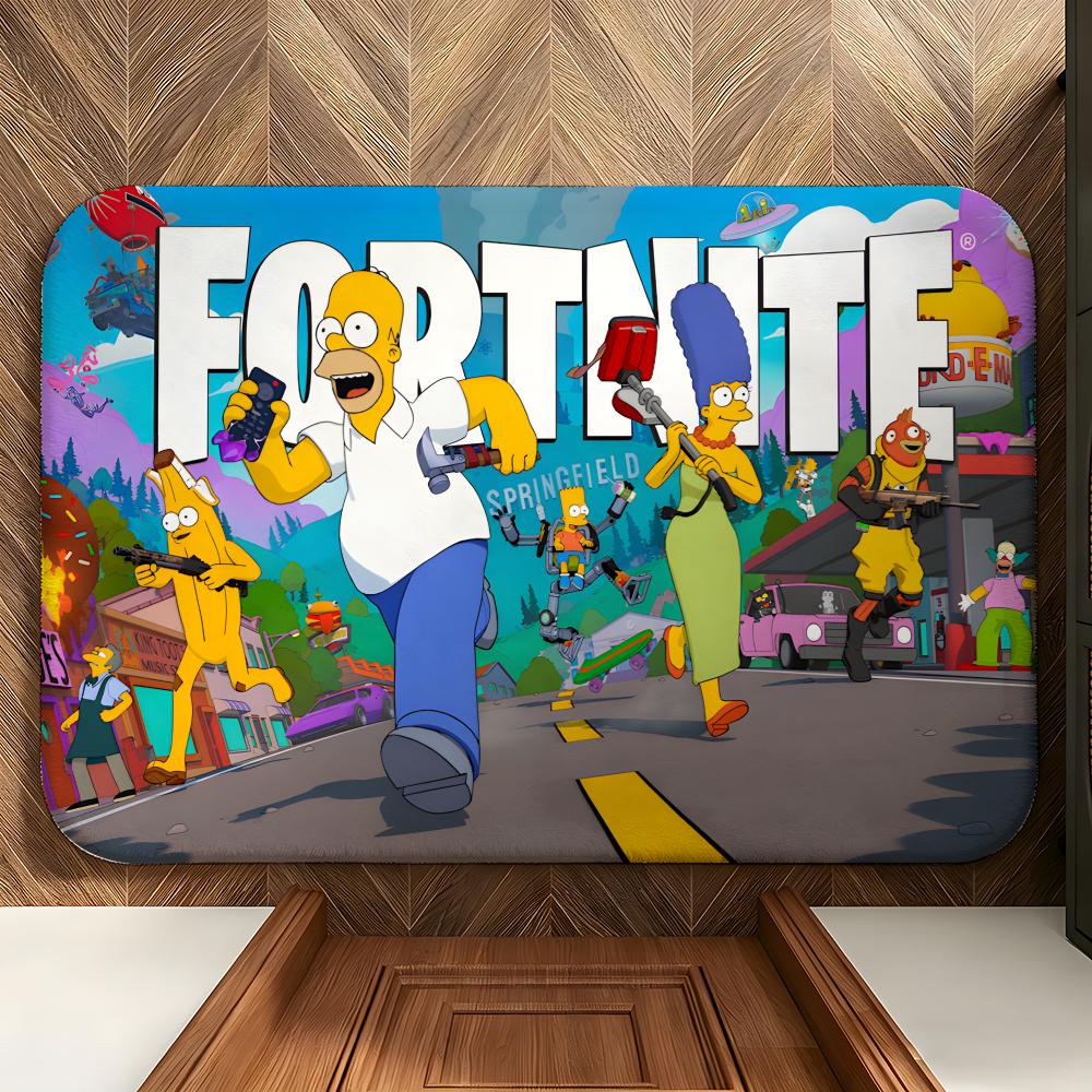 Cartoon T-The S-Simpsons Floor Mat Soft Flannel Floor Mat  Suitable for Entryways, Living Rooms, Bedrooms, and Bathrooms