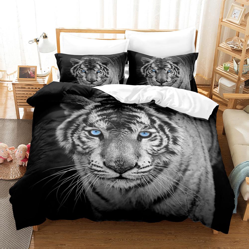 3D Digital Printing Three-Piece Set, Chinese Tiger Picture 3D Digital Printing Bedding Kit