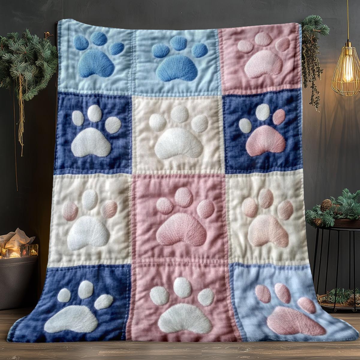 

Pastel Paw Flannel Throw, Soft Multicolor Pet Print, All Season Lightweight Blanket, Playful Home Decor Gift 75x90cm