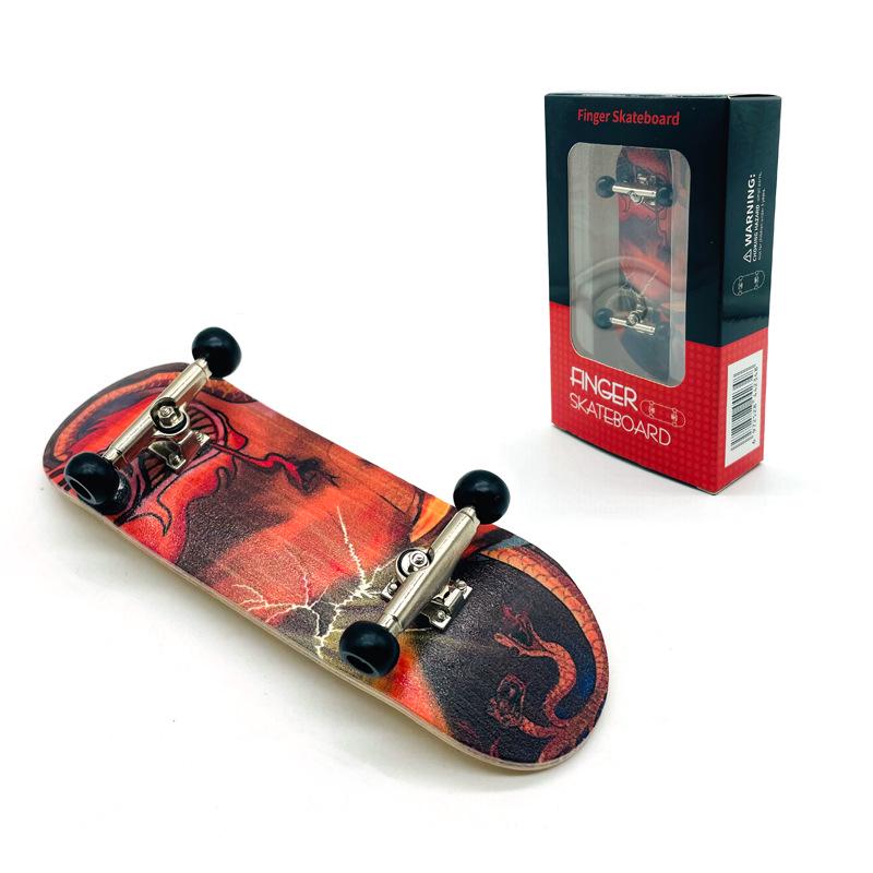 Maple Finger Skateboard with Bearings and Wheels - Mini Double Rocker Board for Kids' Creative Play