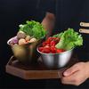 ZISIZ 18cm Korean Style Slanted Stainless Steel Salad Bowls (Set of 2)
