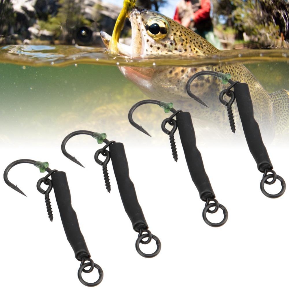 12PCS with Barbed Carp Fishing Hook with Swivels Fishing Hook Kit Ronnie Fishing Hook  Combi Rig