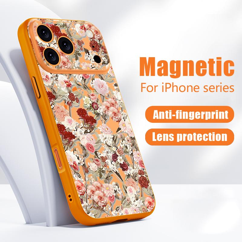Tree Flowers Pattern Case For iPhone 17 Pro Max Funda iPhone 16 15 14 13 Pro Max Magnetic For Magsafe Hybrid Slim Matte Cover