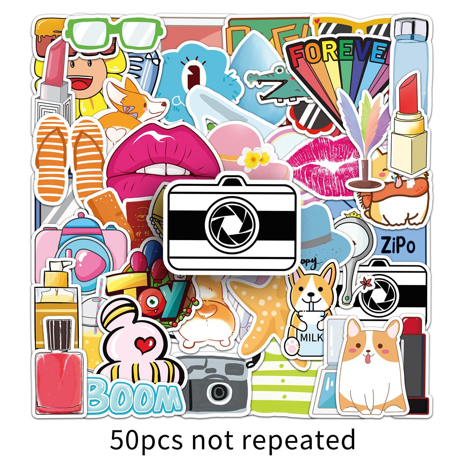 

50-Pack VSCO Fresh Series Waterproof Cartoon Stickers for Suitcases, Notebooks, and Journals