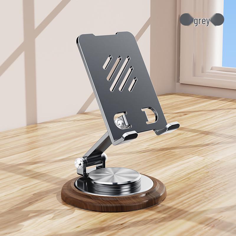 Universal Wood Grain Rotating Stand for Phones and Tablets