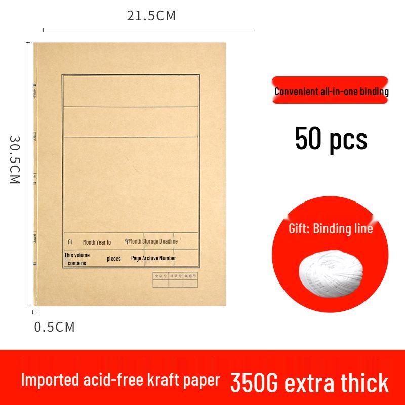 50 A4 Kraft Paper Document Archive File Folder Covers for Storage and Binding