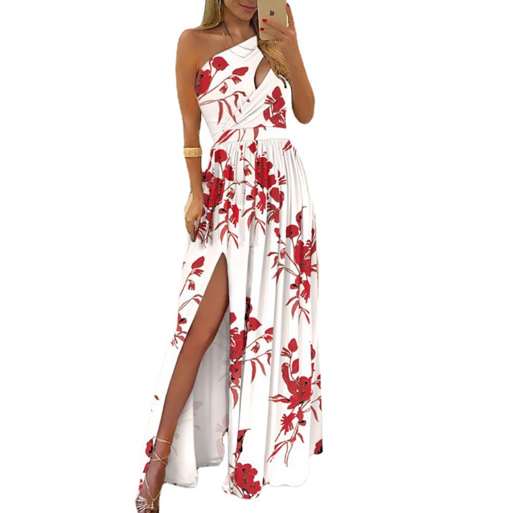 2025 New Off-Shoulder High-Slit Sleeveless Long Dress - European and American Women's Fashion