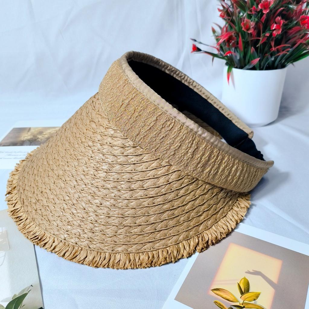 Empty Straw Hat Summer Sunscreen Hat Women's Small Face Big Brim Sun Hat Outdoor Hat New Straw Weaving