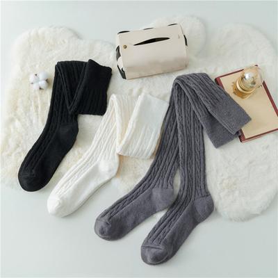 Women's Thigh High Socks Extra Long Double Rhombic Cable Knit Socks