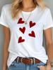 Women Heart Print T Shirt Multi Styles Love Graphic Tees Summer Soft Cotton O Neck Short Sleeve Casual Loose Daily  Tops  Ladies