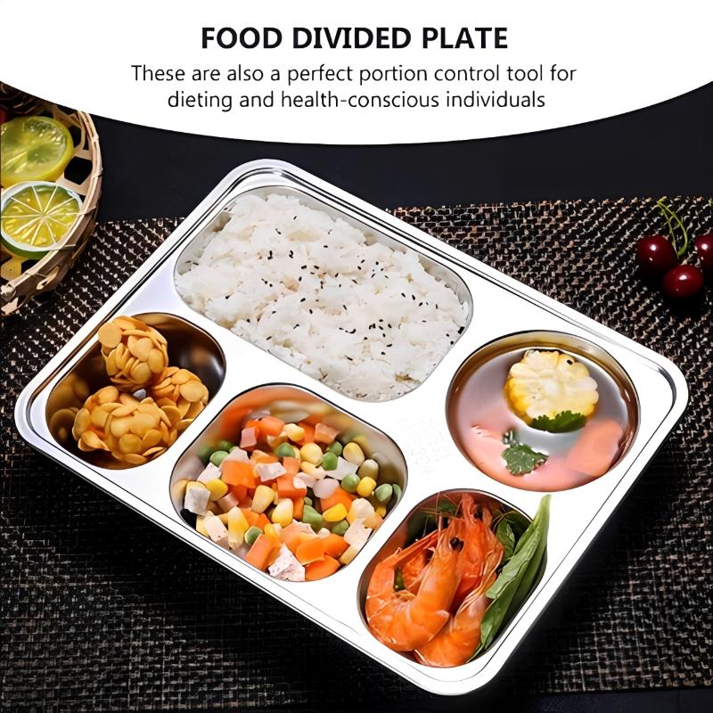 304 Stainless Steel Partitioned Dinner Plate Lunch And Dinner Tray Divided Plates Dinnerware Plate Thick Compartmentalized Plate