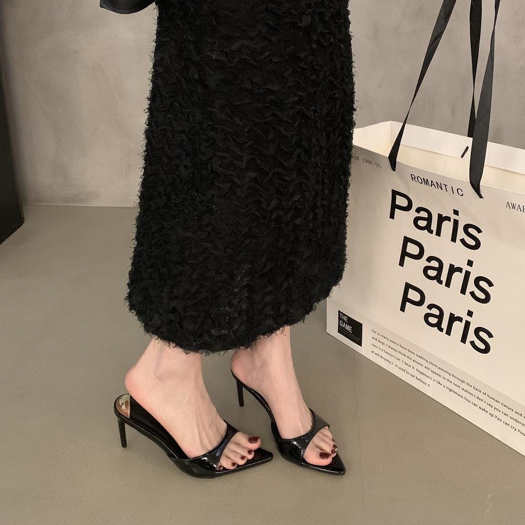 stiletto open-toed slippers women's summer wear 2025 new Korean version fashion sandals fairy style pointed high heels