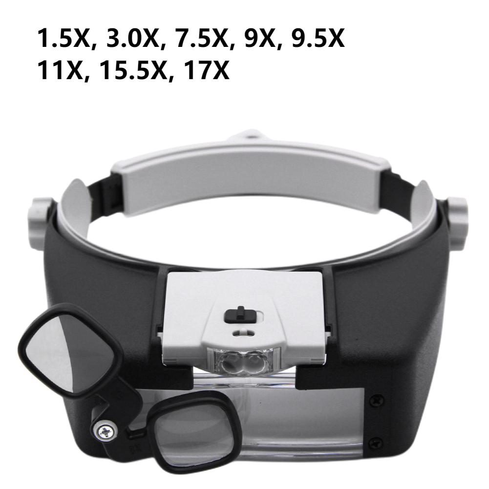 Electronic Welding Magnifying Glass USB Rechargeable with LED Light Helmet Magnifier Hands Free Head Mounted Magnifying Glasses
