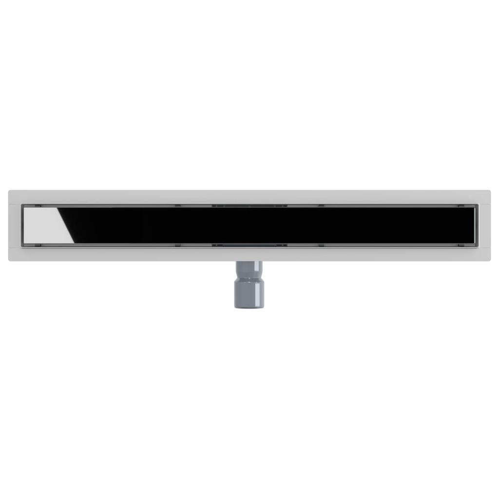 Shower Drain with Glass Cover Black 70 cm Stainless Steel 304