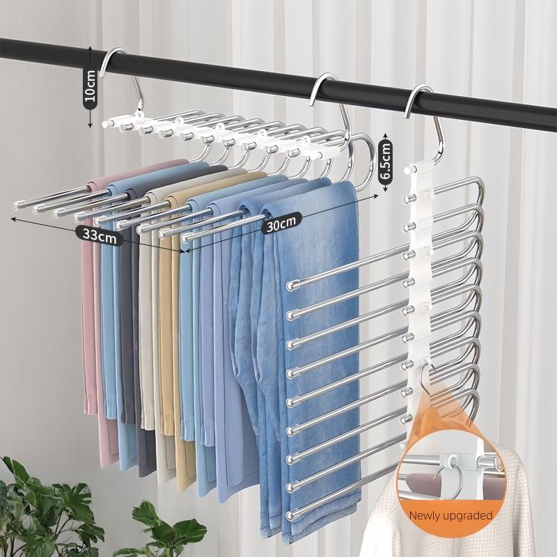 1 Piece of Space Saving Pants Storage Rack with 9/5 Layers, Equipped with A White Non Slip Cover,Suitable for All Kinds of Pants