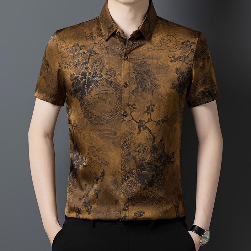 Summer Men s Ice Middle-Aged & Young Top Casual Lapel Collar Fashion Versatile M