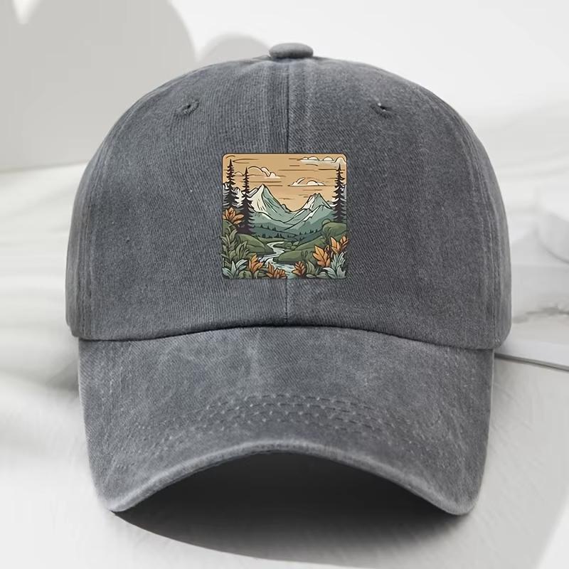 New Baseball Cap, Landscape Print, Retro Men'S And Women'S Fashionable Outdoor Hat, Outdoor Sports Fishing, Hiking, Camping