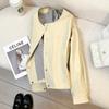 Short Loose Pale Yellow Korean Style Jacket for Women - Autumn 2025 British Fashion Design