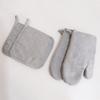 Oven Gloves And Insulation Mat Set Striped Style High-Temperature Resistant Cotton And Linen Kitchen Baking Gadgets