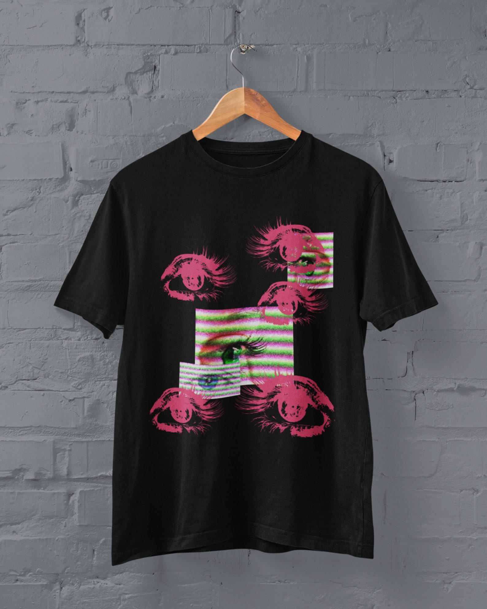 Grunge Glitch Eyes Shirt,Y2k Pastel Goth Clothing,Alt Clothing,Cyberpunk, Nu Goth, Soft Gothic Tshirt, Alternative Clothing, Grunge Clothing S