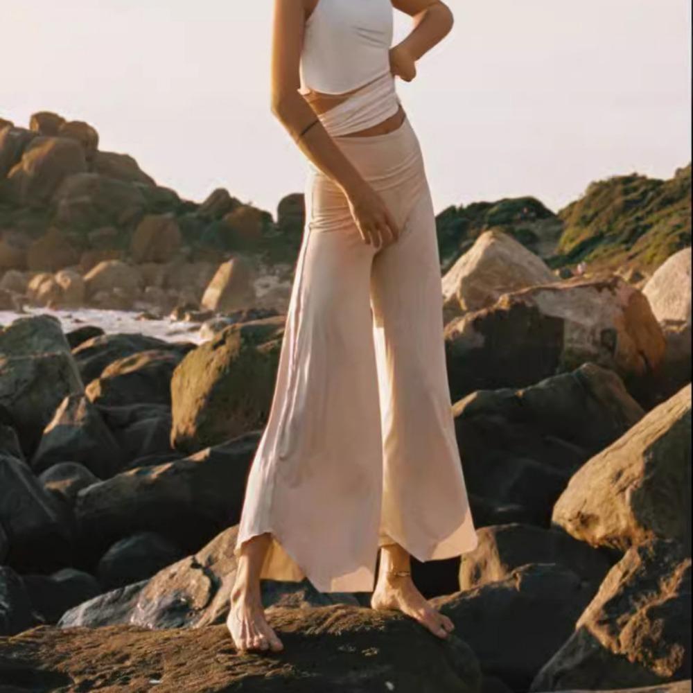 

Нестандартные повседневные брюки с высокой талией для занятий йогой XXL бежевый