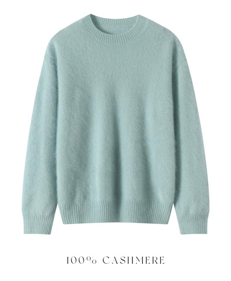 Women's Cashmere Long Sleeve Round Neck Sweater - Solid Candy Colors for Autumn/Winter