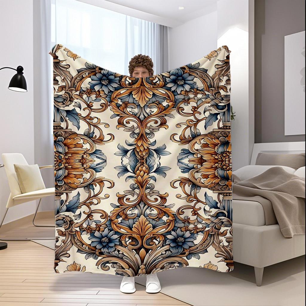 Floral Pattern Blanket Microfiber Flannel Cover Blanket Bedroom Living Room Sofa Soft And Comfortable Home Decoration