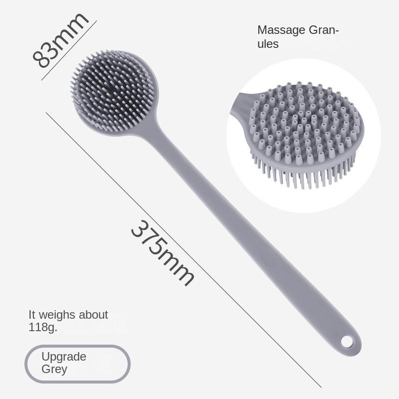 Double-sided Long Handle Thickened Silicone Bath Brush Bathroom Toilet Back Massage Soft Bath Brush серый
