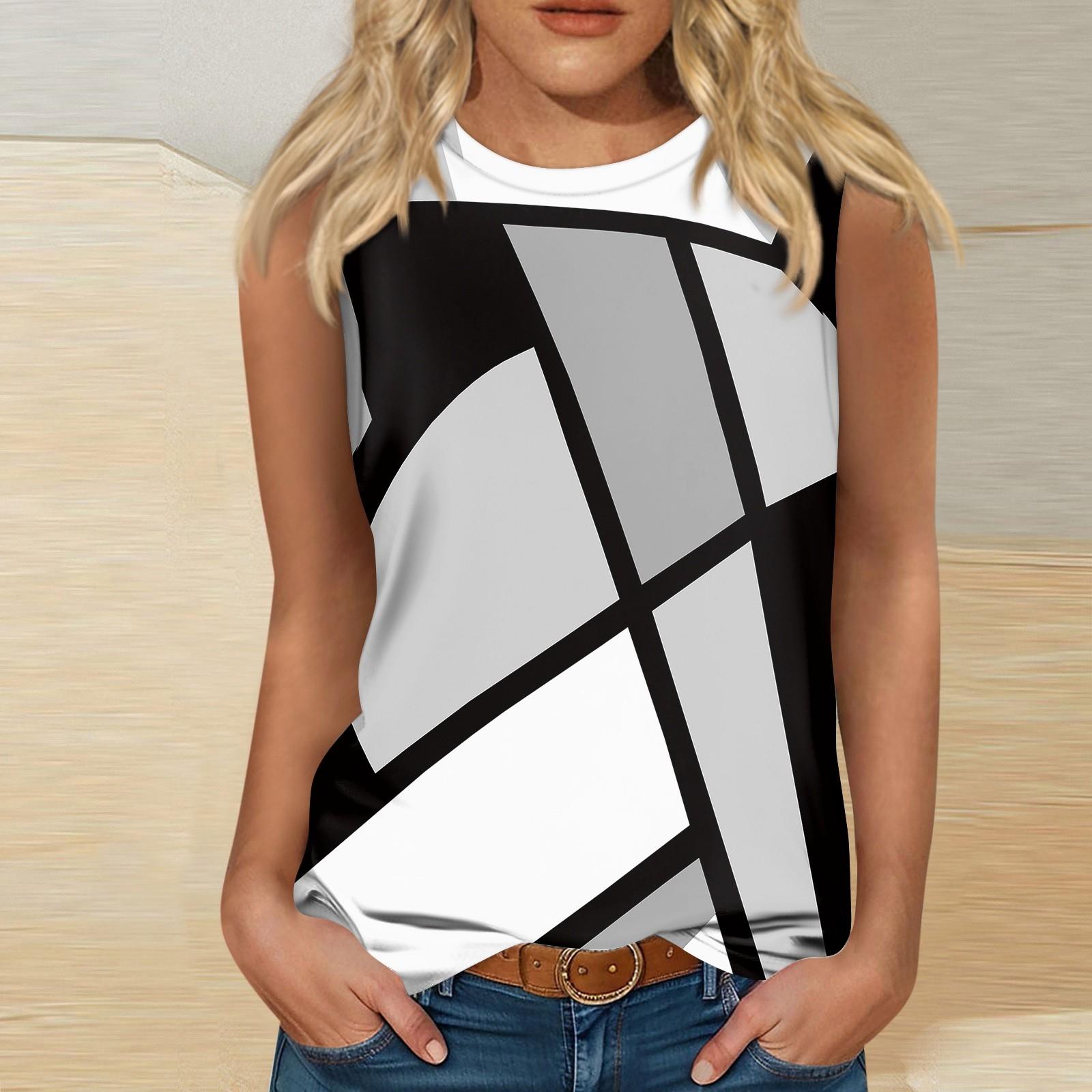 Женские повседневные топы-туники для ношения с леггинсами Рубашки без рукавов Струящиеся — фото 7