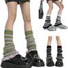 Girls Lolitas Leg Warmers Y2K Stripe Knitted Flared Leg Sleeves Goth Baggy Cuff Ankle Heap Socks JK Uniform Foot Cover