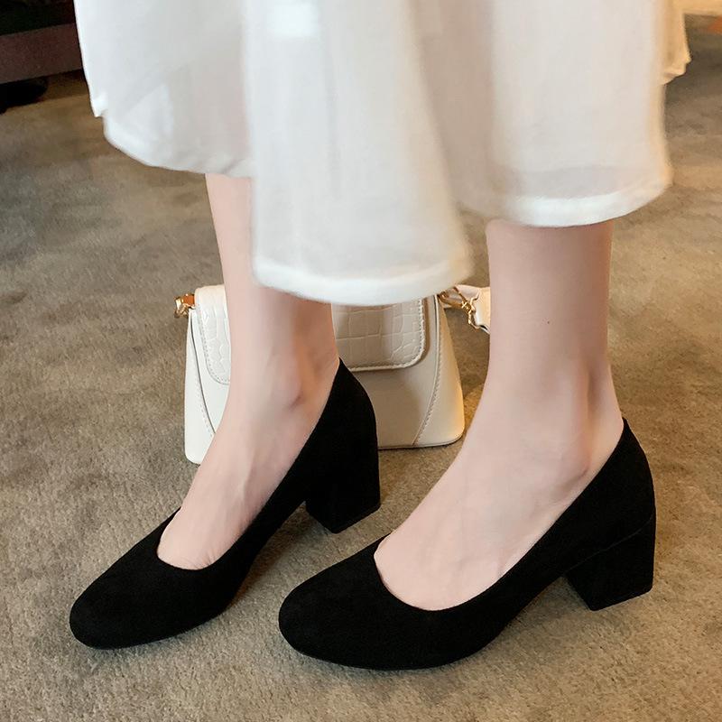 

Women s Black Chunky Heel Work Shoes - Soft Sole, Comfortable, Plus Size 41 37