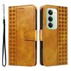 For Xiaomi Redmi 15 4G (EU) (171mm) Leather Case Wallet Stand Grids Imprinted Phone Cover with Strap