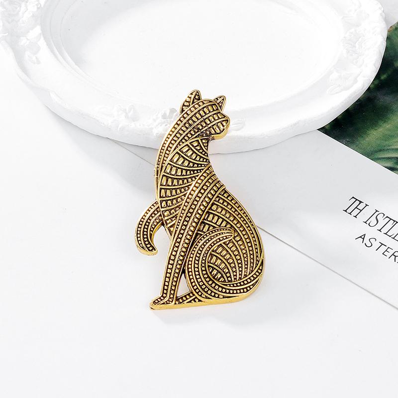 Vintage Cat Brooches For Women Unisex National Style Cat Pet Animal Party Casual Brooch Pin Gifts