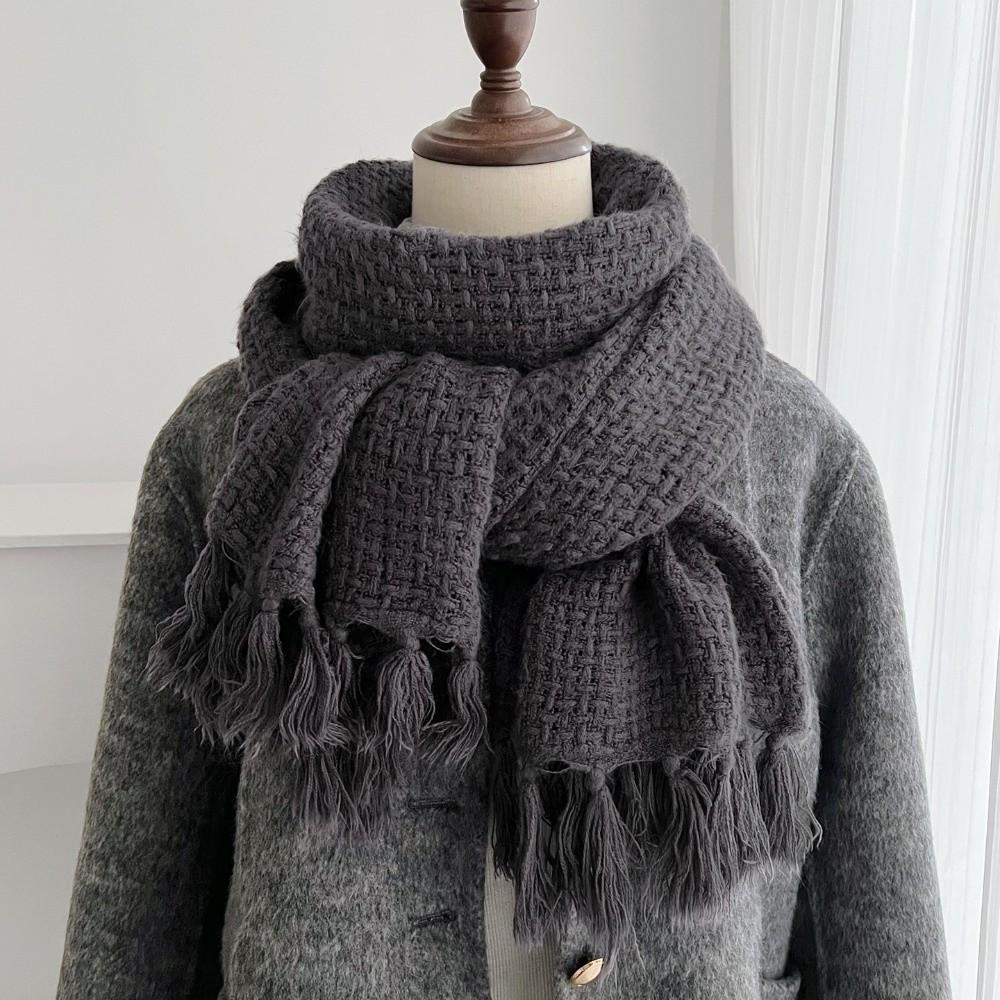 Solid Color Winter Cashmere Scarf Waffle Pashmina Shawl Wrap New Wool Scarves Gifts