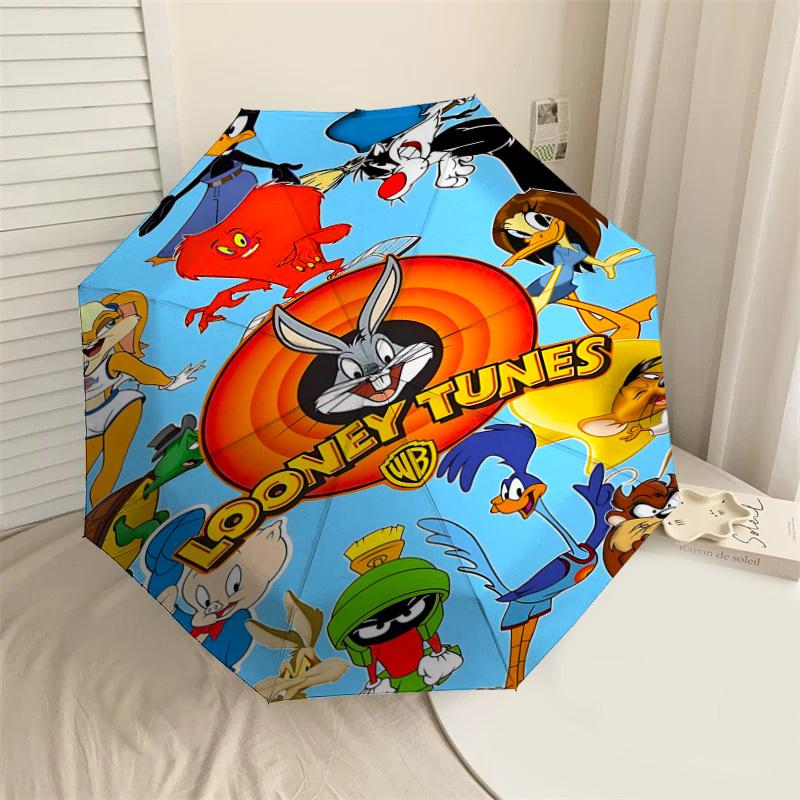 1pc Looney Tunes Automatic Open/Close Umbrella Compact Folding Umbrella with 8-Rib Shaft lightweight esign, for Women/Men1197A