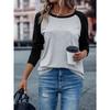 Women S Long Sleeve Color Block Casual T Shirt