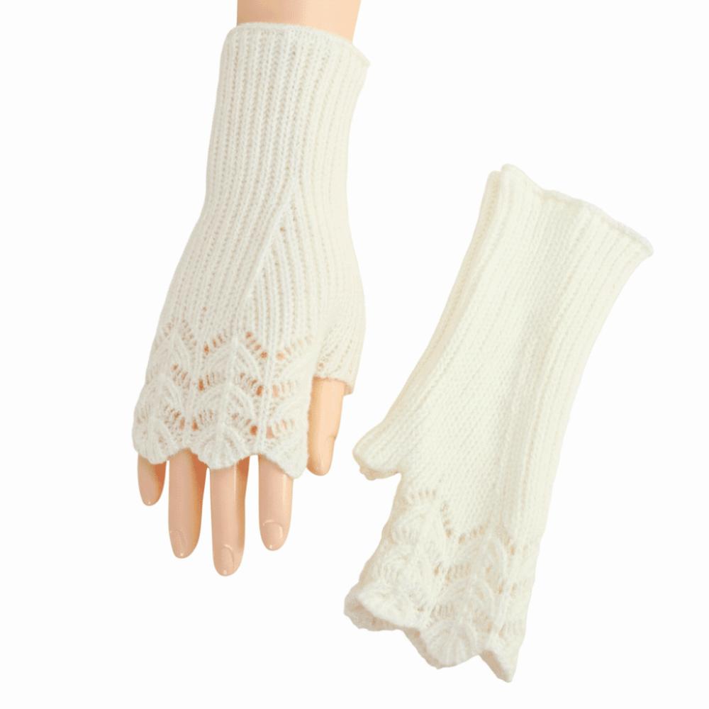 Elegant Lace Women Imitation Cashmere Mitts Knitted Thermal Gloves  Outdoor Activities