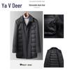 Yalu EY Men's Plaid Wool Blend Lapel Coat with Down Liner