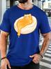 Cute Honey Cat On Toast Unisexs Front Print T Shirt Kawaii Animal Food Graphic Tee Casual Short Sleeve Top Lovely Cat Lover Gift