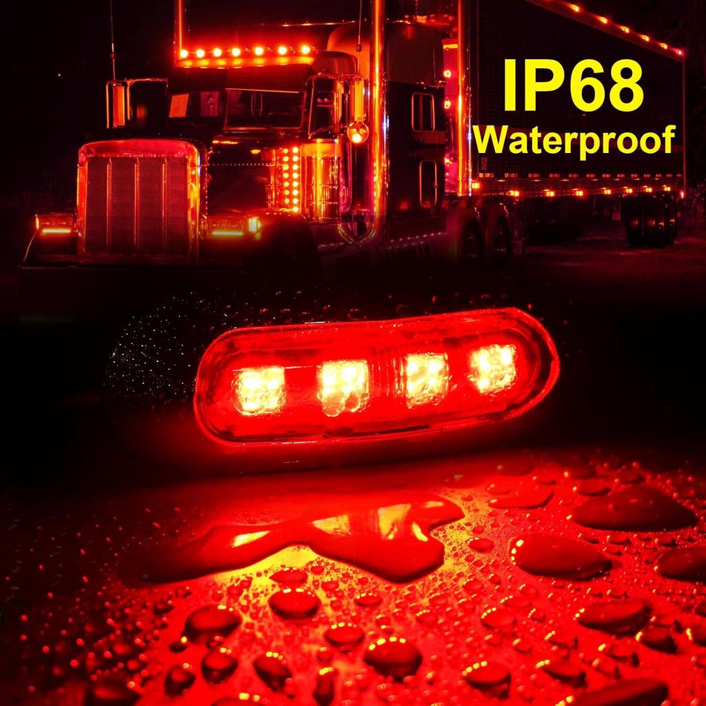 20Pack DC12-24V 3.7 Inch 4 LED Trailer Marker Lights Clearance Light Front Rear Side Indicators Lamp With Chrome Bezel Universal For Truck RV Camper