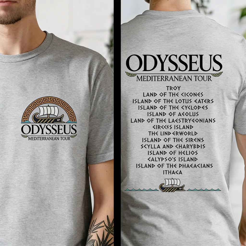 2026 Summer New Odyssey Mediterranean Tour High-Quality Fashion Comfortable Men Women  Printed Round-neck Gothic Cotton Oversized T-shirts