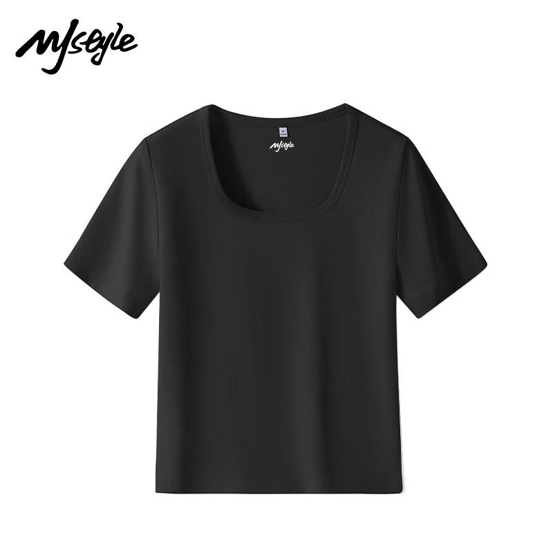 MJ STYLE Square Collar Slim-Fit Short Sleeve T-Shirt 2