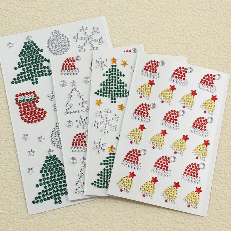 Christmas Snowflake Stickers & Rhinestone Tree Decorations - Festive Eye Corner Accessories