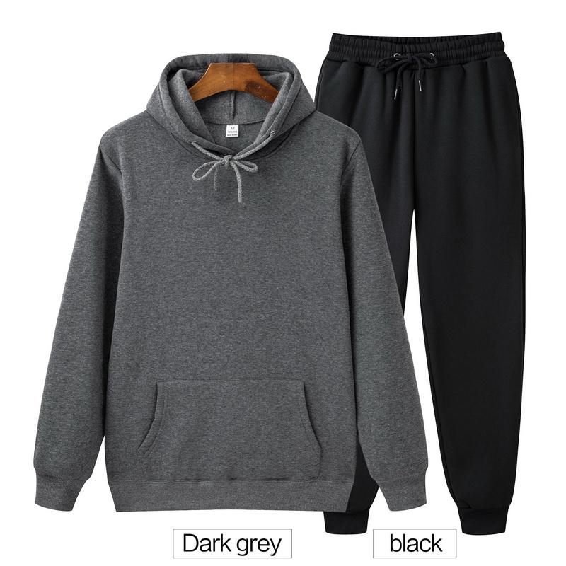 Men's And Women's Solid Color Long Sleeves Hooded Sweatshirt Men's Sportswear Hoodie Autumn Men's Hoodie + Pants Sets
