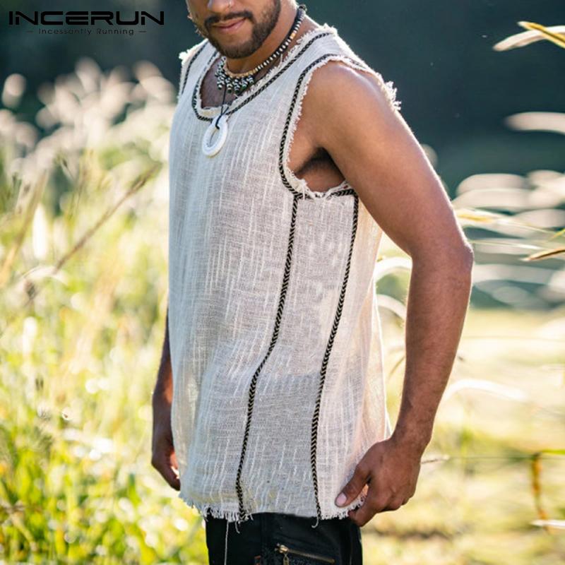 

INCERUN летние ретро мужские свободные майки без рукавов с кисточками свободный жилет