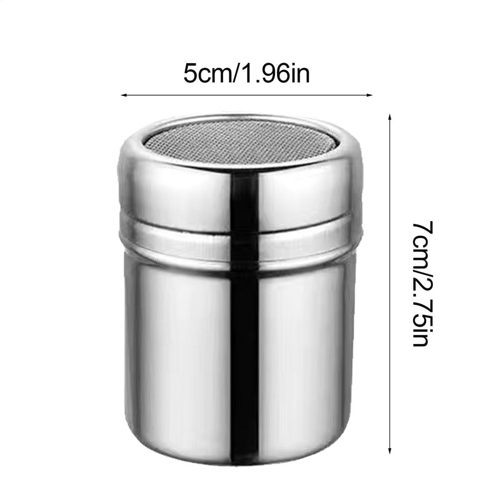 

Stainless Steel Sprinkle Powder Icing Sugar Cocoa Sugar Chocolate Flour Duster Shaker Tool Seasoning Bottle for Spices
